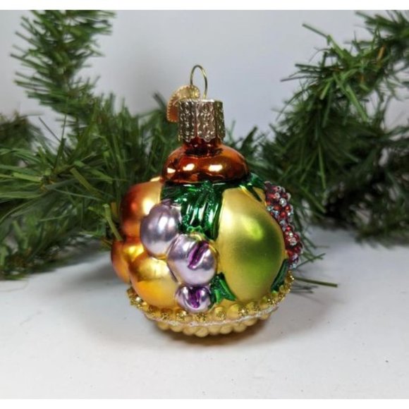 Retired Old World Christmas Fruit Basket Ornament - Picture 3 of 7